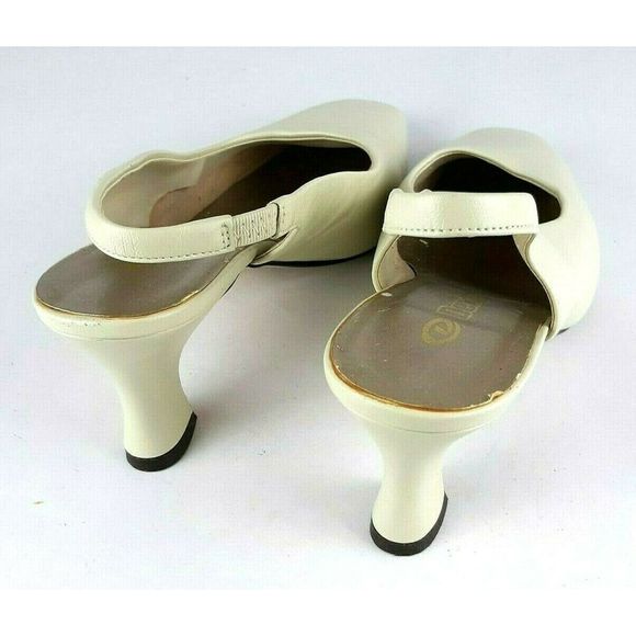 Dexter Slingback Cream Leather Heels Strap - Picture 2 of 5